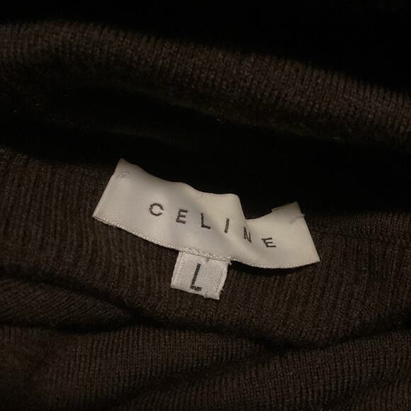 Celine Phoebe Philo Era Brown Cashmere Ribbed Turtleneck Sweater L - Picture 9 of 9